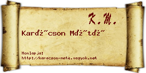 Karácson Máté névjegykártya